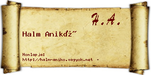 Halm Anikó névjegykártya